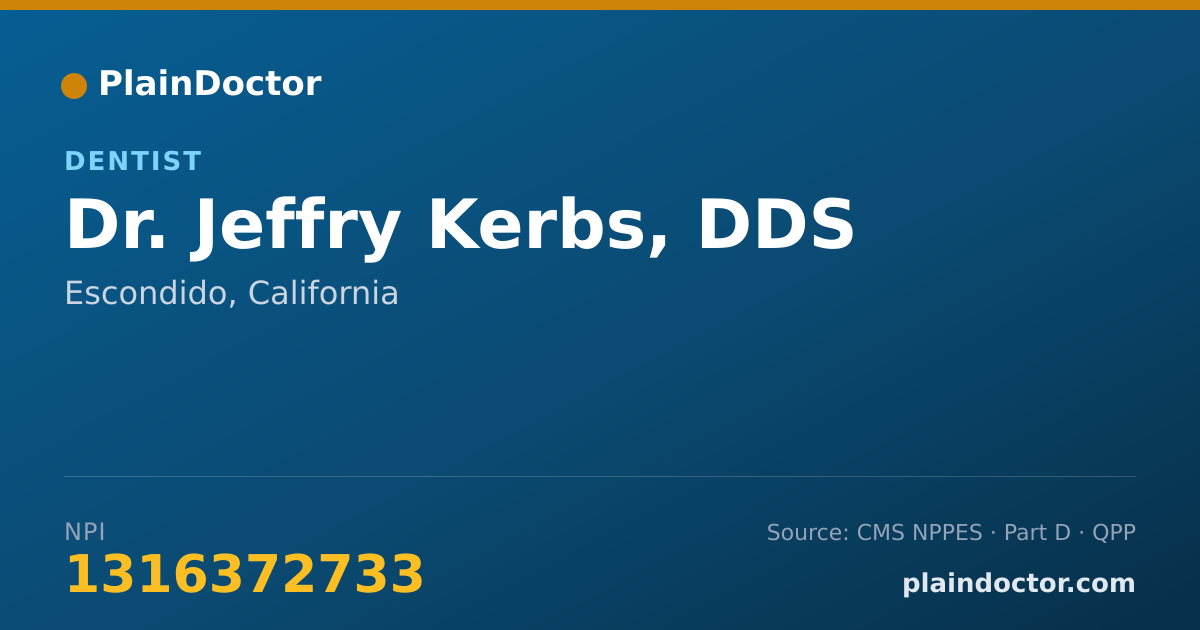 Shareable card for Jeffry Kerbs, DDS - Dentist, Escondido, CA