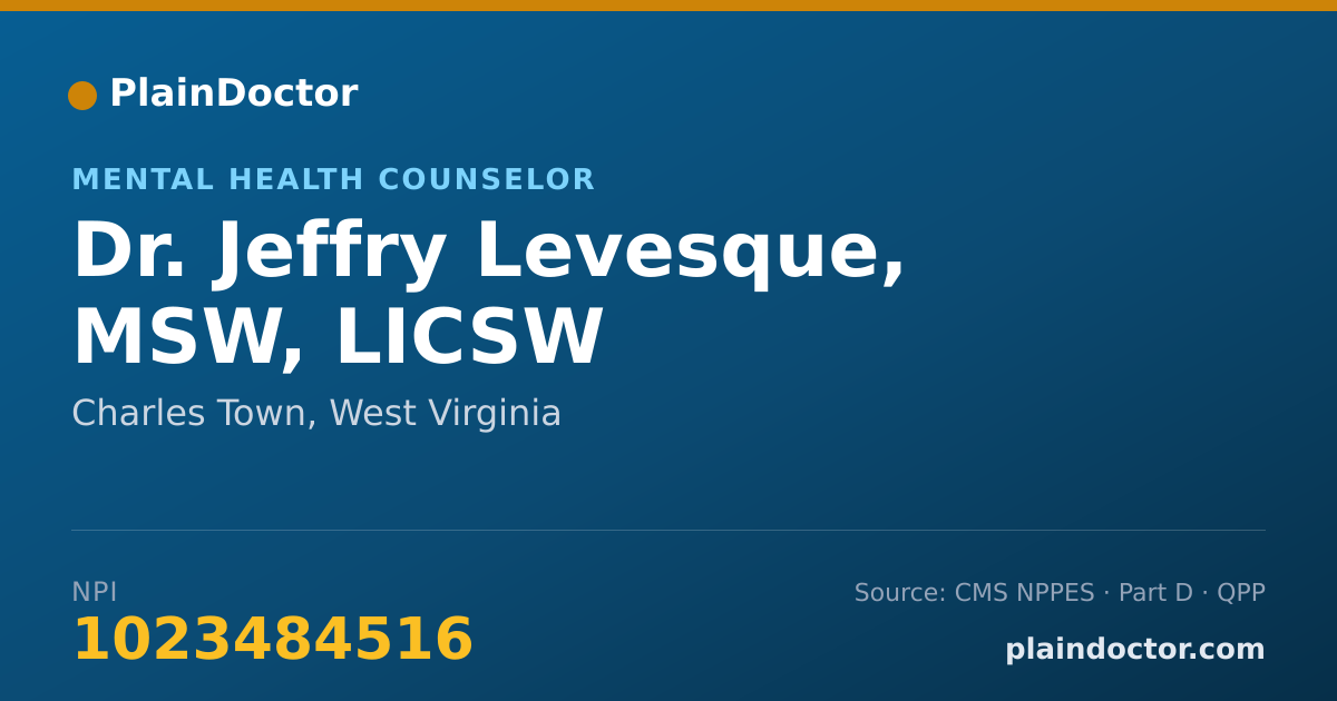 Shareable card for Jeffry Levesque, MSW, LICSW - Mental Health Counselor, Charles Town, WV