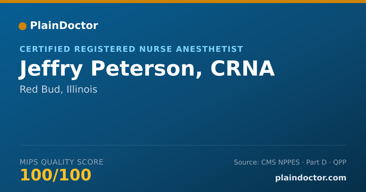 Shareable card for Jeffry Peterson, CRNA - Certified Registered Nurse Anesthetist, Red Bud, IL