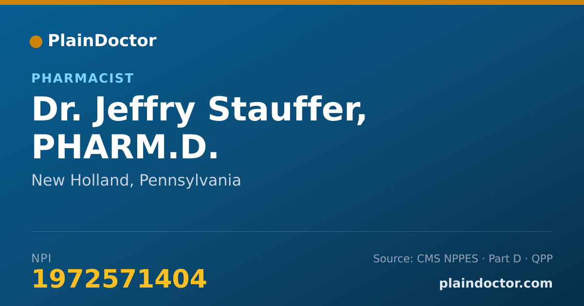 Shareable card for Jeffry Stauffer, PHARM.D. - Pharmacist, New Holland, PA