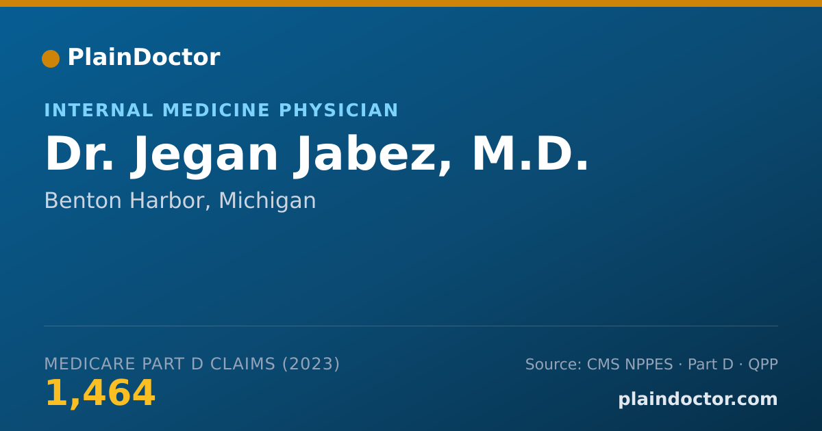 Shareable card for Jegan Jabez, M.D. - Internal Medicine Physician, Benton Harbor, MI