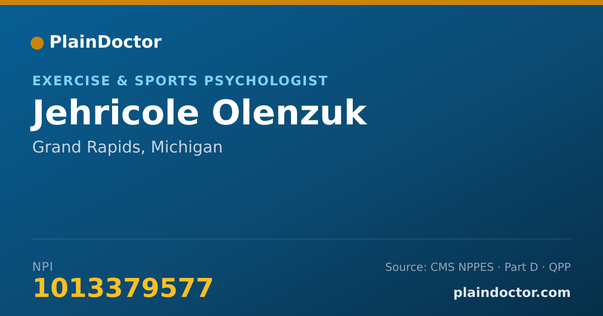 Shareable card for Jehricole Olenzuk - Exercise & Sports Psychologist, Grand Rapids, MI
