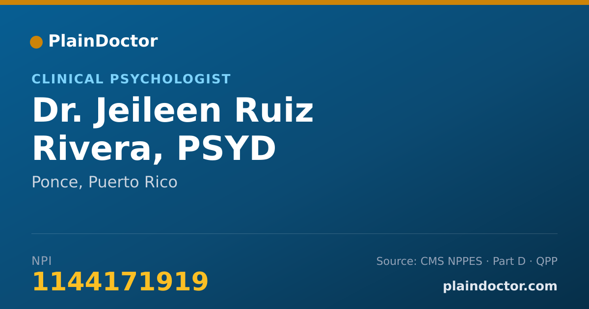 Shareable card for Jeileen Ruiz Rivera, PSYD - Clinical Psychologist, Ponce, PR