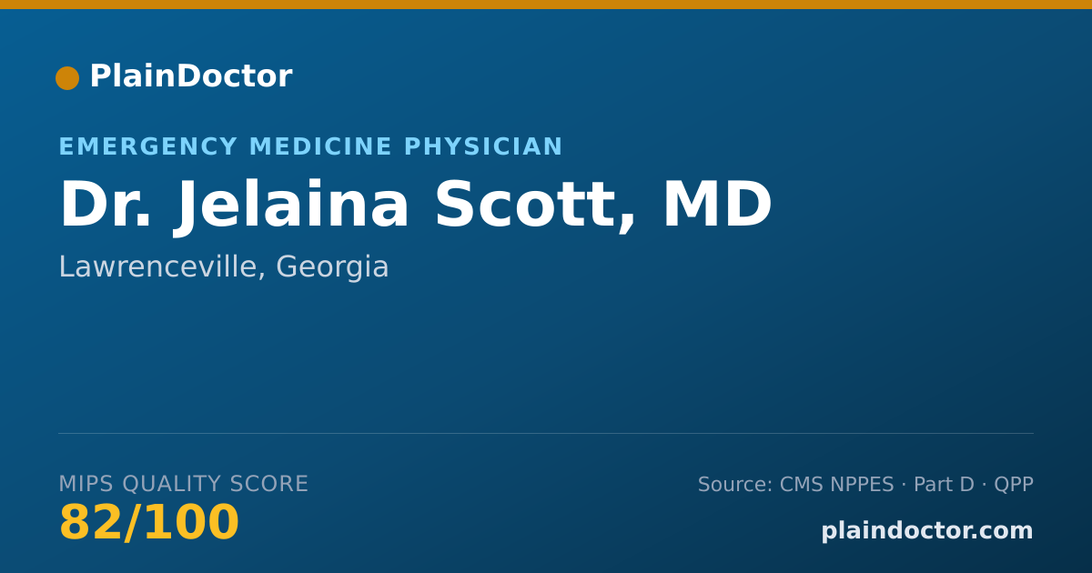 Shareable card for Jelaina Scott, MD - Emergency Medicine Physician, Lawrenceville, GA
