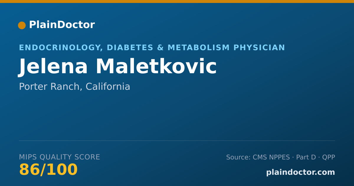Shareable card for Jelena Maletkovic - Endocrinology, Diabetes & Metabolism Physician, Porter Ranch, CA