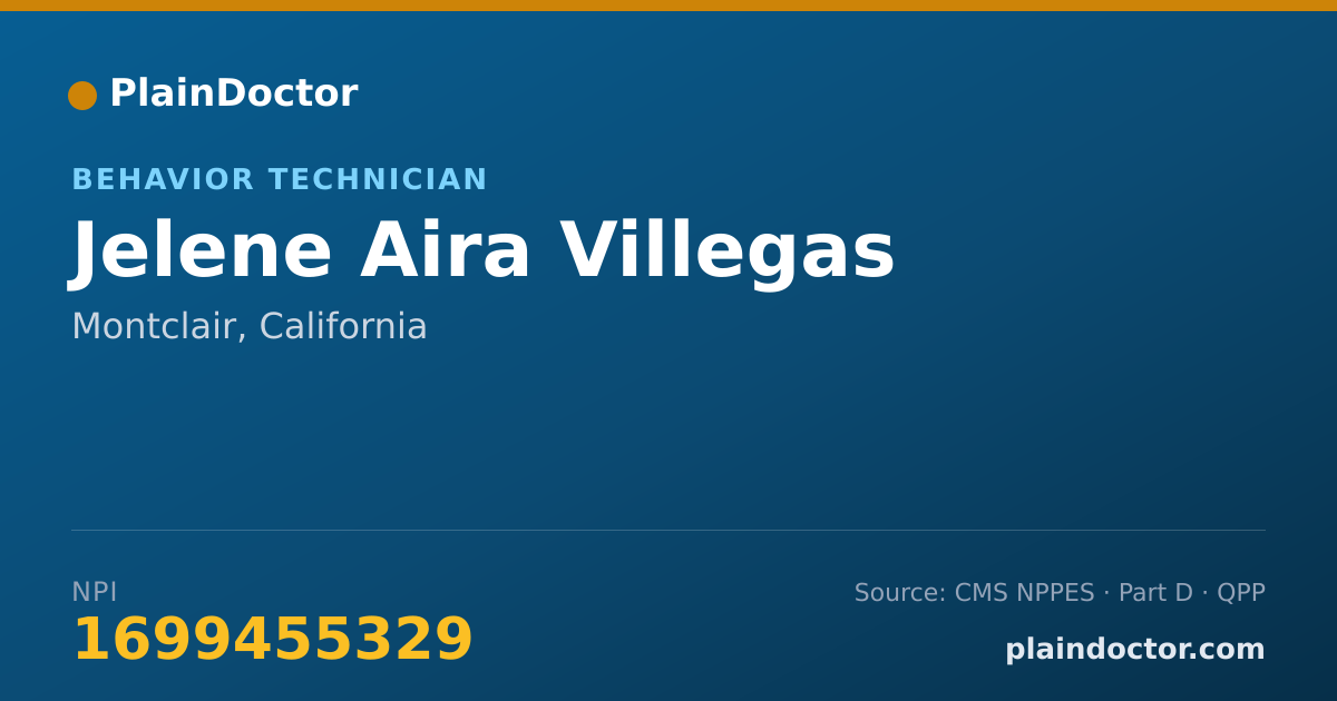 Shareable card for Jelene Aira Villegas - Behavior Technician, Montclair, CA