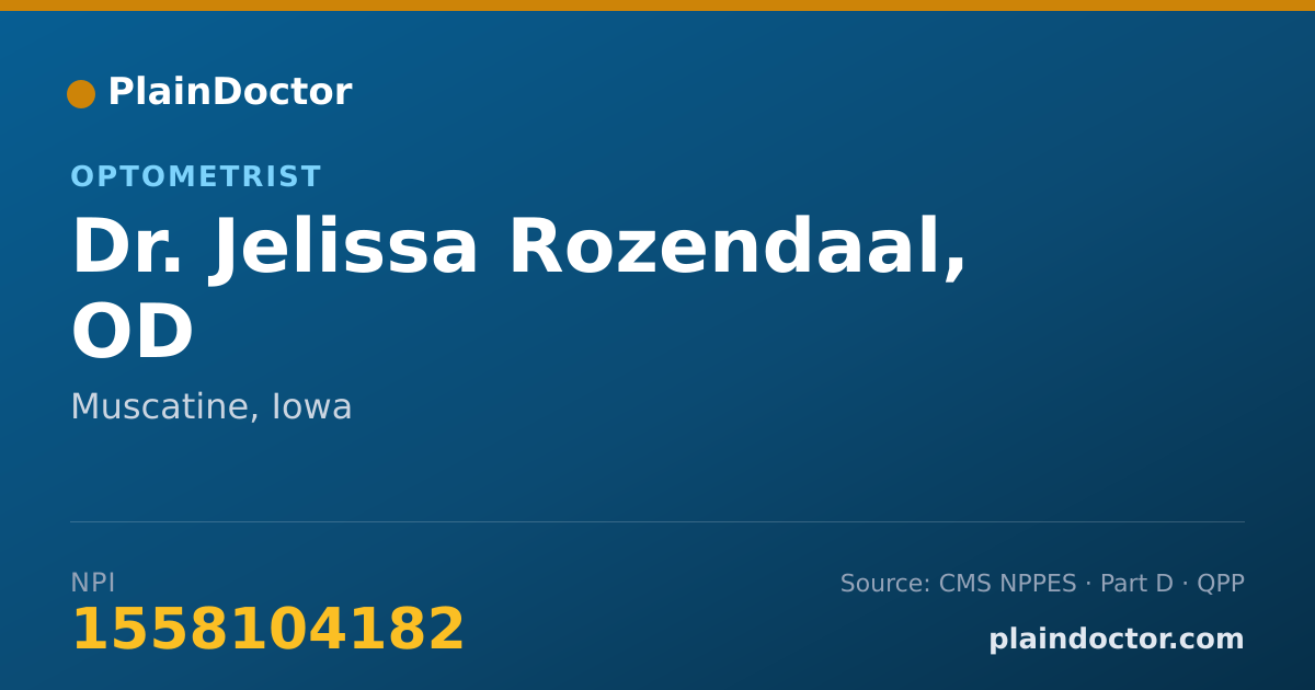 Shareable card for Jelissa Rozendaal, OD - Optometrist, Muscatine, IA