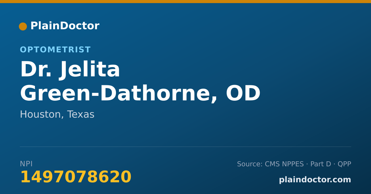Shareable card for Jelita Green-Dathorne, OD - Optometrist, Houston, TX