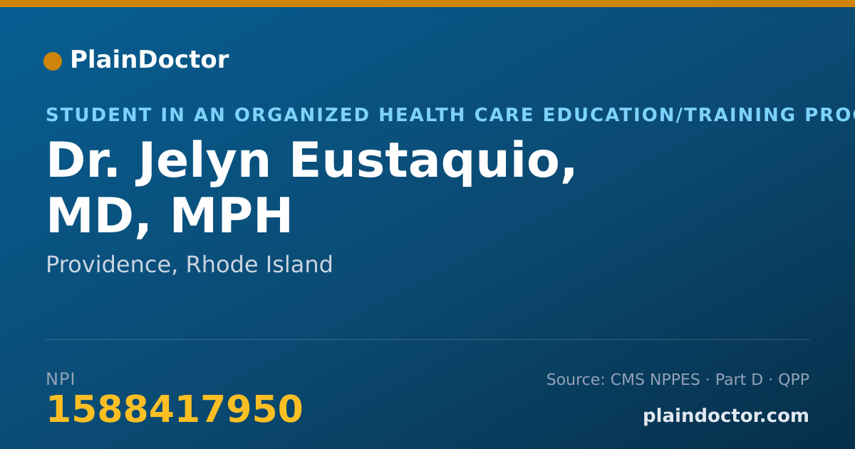 Shareable card for Jelyn Eustaquio, MD, MPH - Student in an Organized Health Care Education/Training Program, Providence, RI