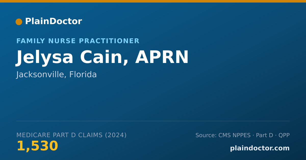 Shareable card for Jelysa Cain, APRN - Nurse Practitioner, Jacksonville, FL