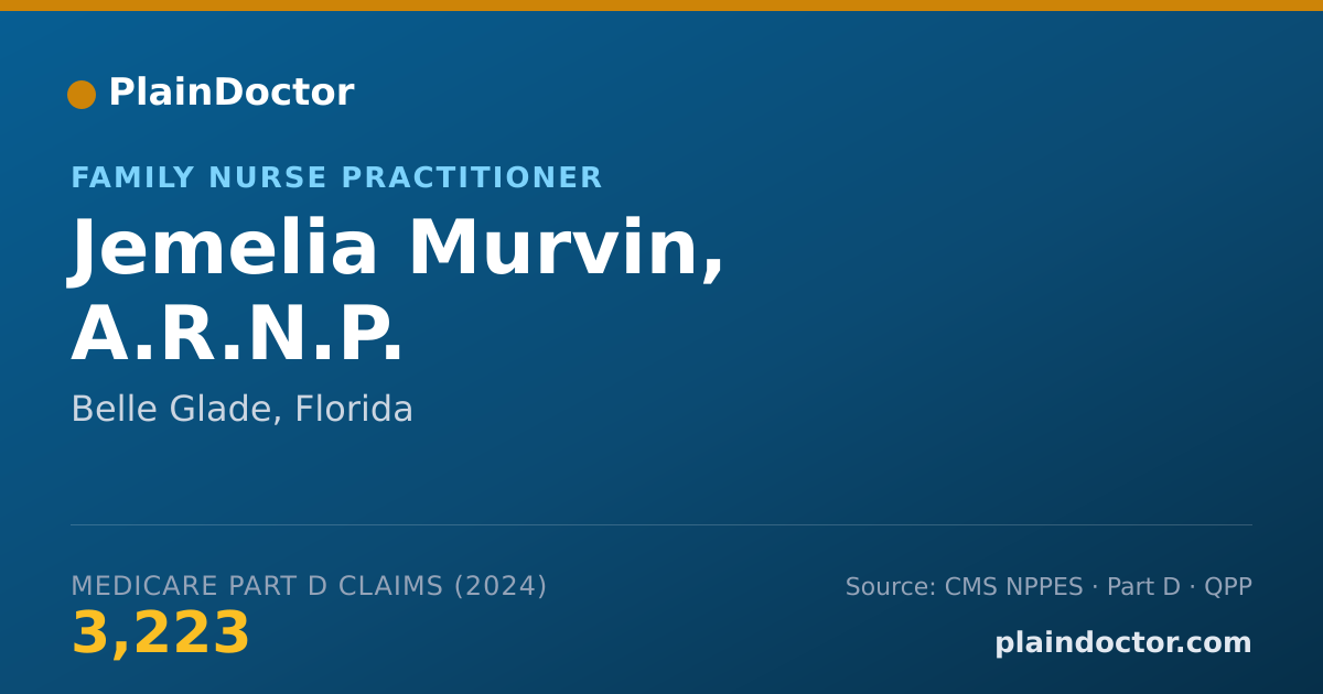 Shareable card for Jemelia Murvin, A.R.N.P. - Family Nurse Practitioner, Belle Glade, FL