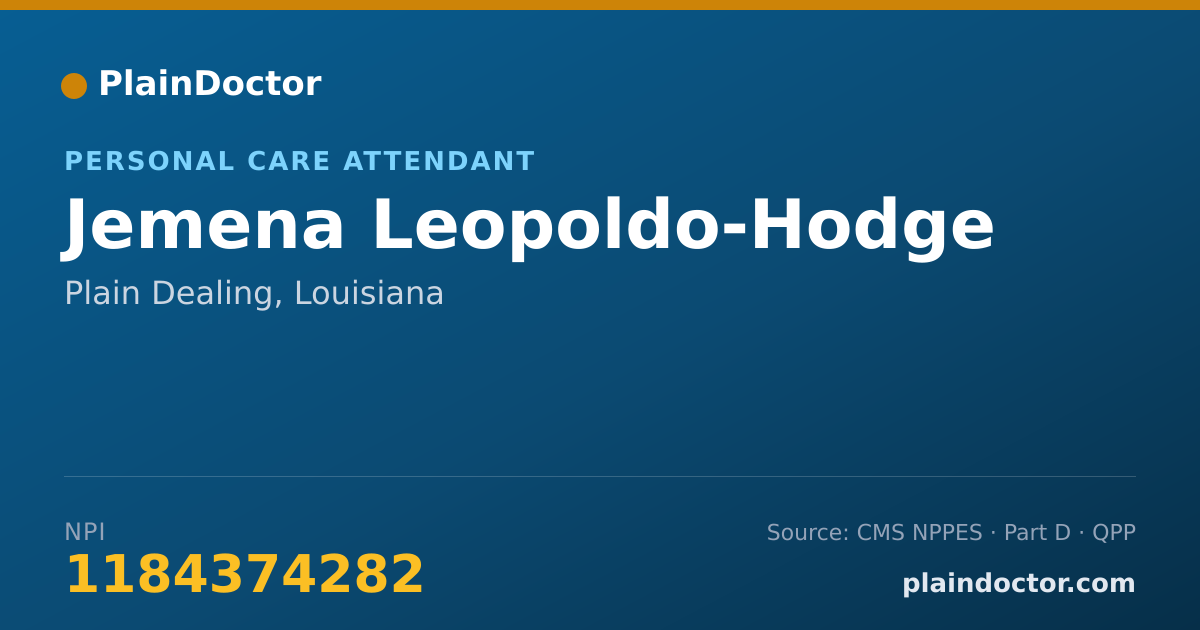 Shareable card for Jemena Leopoldo-Hodge - Personal Care Attendant, Plain Dealing, LA