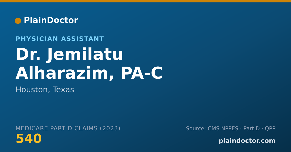 Shareable card for Jemilatu Alharazim, PA-C - Physician Assistant, Houston, TX