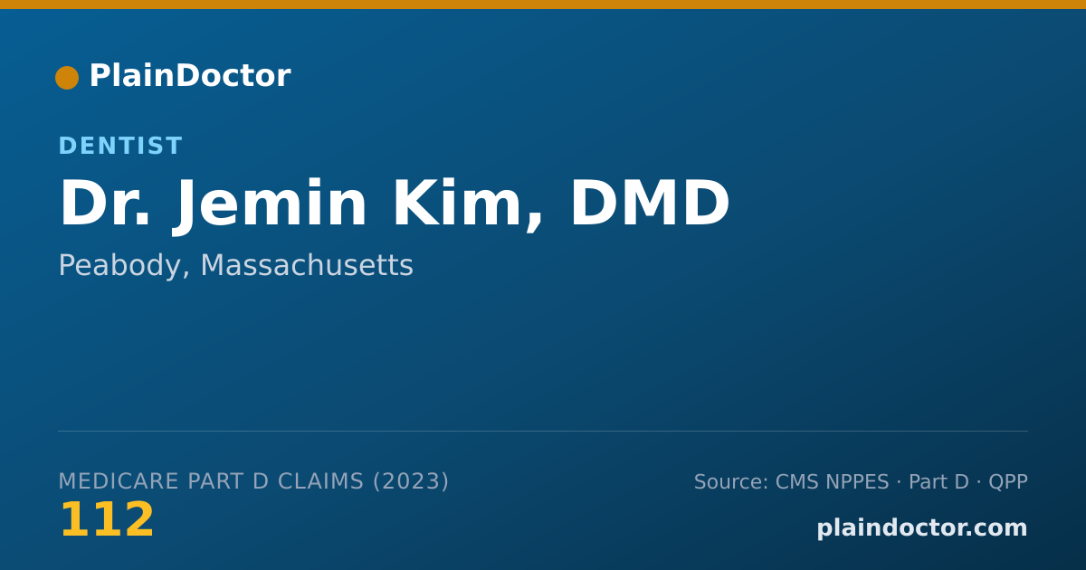 Shareable card for Jemin Kim, DMD - Dentist, Peabody, MA