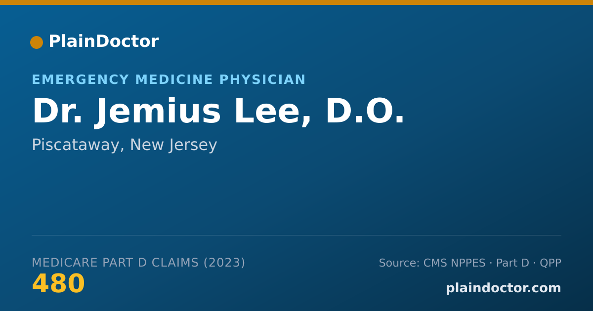 Shareable card for Jemius Lee, D.O. - Emergency Medicine Physician, Piscataway, NJ