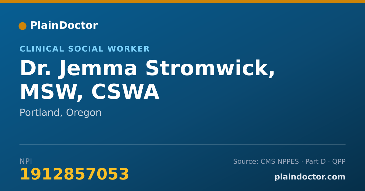 Shareable card for Jemma Stromwick, MSW, CSWA - Clinical Social Worker, Portland, OR