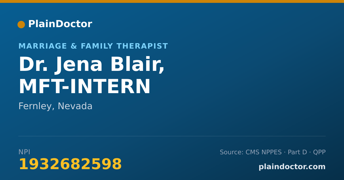 Shareable card for Jena Blair, MFT-INTERN - Marriage & Family Therapist, Fernley, NV