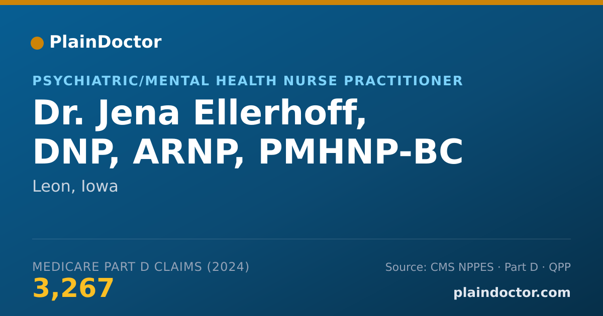 Shareable card for Jena Ellerhoff, DNP, ARNP, PMHNP-BC - Psychiatric/Mental Health Nurse Practitioner, Leon, IA