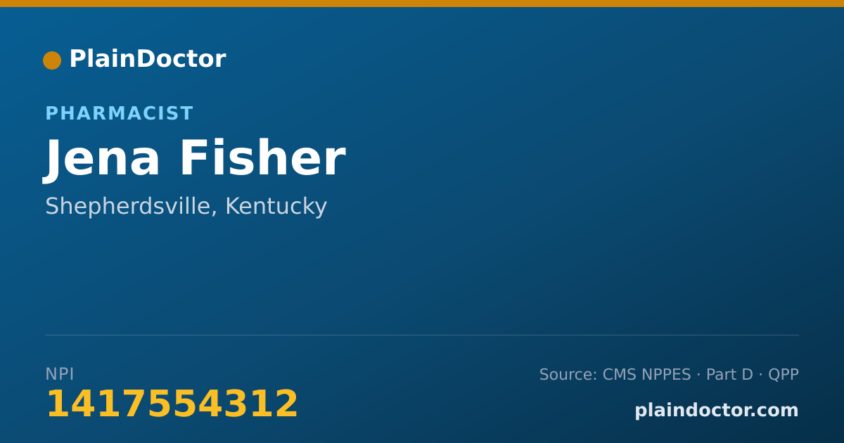 Shareable card for Jena Fisher - Pharmacist, Shepherdsville, KY