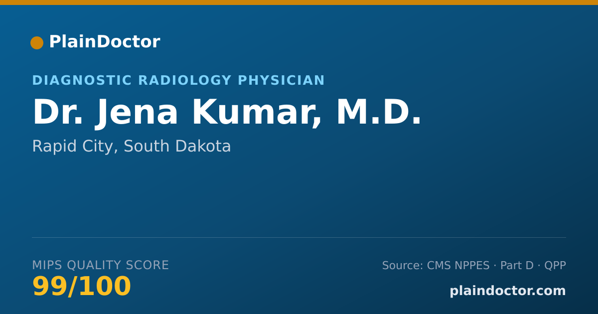 Shareable card for Jena Kumar, M.D. - Diagnostic Radiology Physician, Rapid City, SD