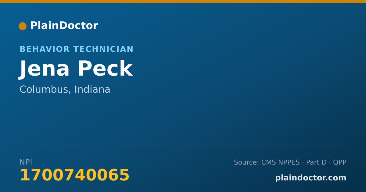 Shareable card for Jena Peck - Behavior Technician, Columbus, IN