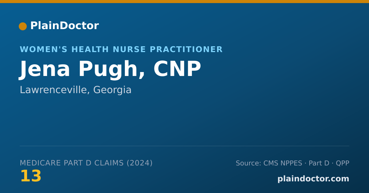 Shareable card for Jena Pugh, CNP - Women's Health Nurse Practitioner, Lawrenceville, GA