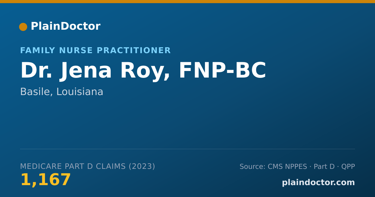 Shareable card for Jena Roy, FNP-BC - Family Nurse Practitioner, Basile, LA