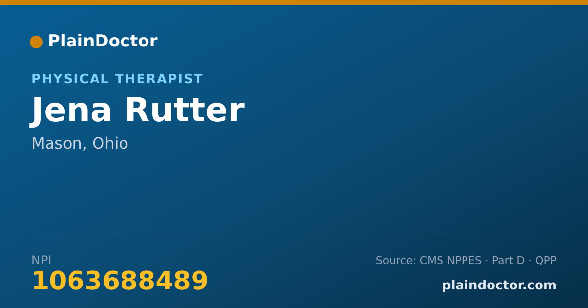 Shareable card for Jena Rutter - Physical Therapist, Mason, OH