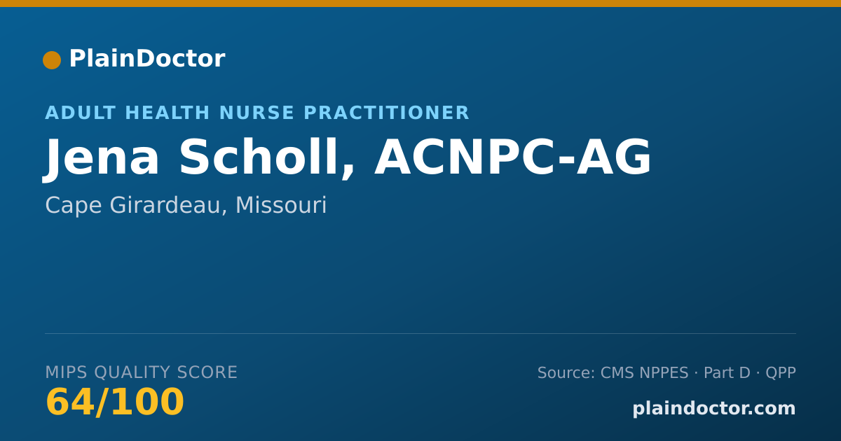 Shareable card for Jena Scholl, ACNPC-AG - Adult Health Nurse Practitioner, Cape Girardeau, MO