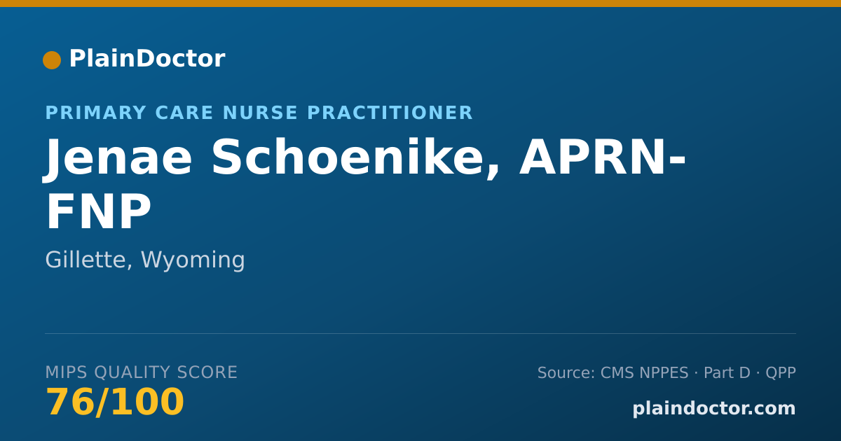 Shareable card for Jenae Schoenike, APRN- FNP - Primary Care Nurse Practitioner, Gillette, WY