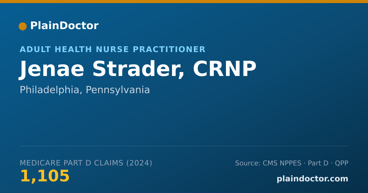 Shareable card for Jenae Strader, CRNP - Adult Health Nurse Practitioner, Philadelphia, PA