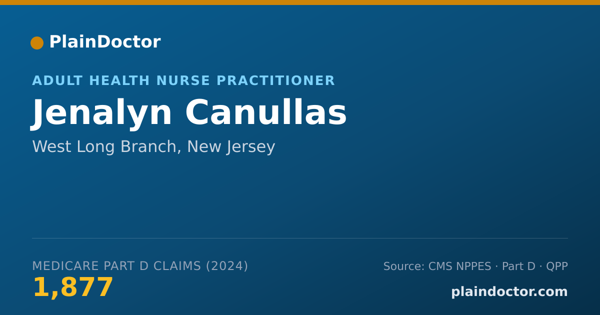 Shareable card for Jenalyn Canullas - Adult Health Nurse Practitioner, West Long Branch, NJ