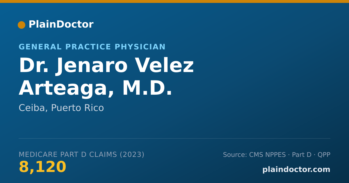 Shareable card for Jenaro Velez Arteaga, M.D. - General Practice Physician, Ceiba, PR