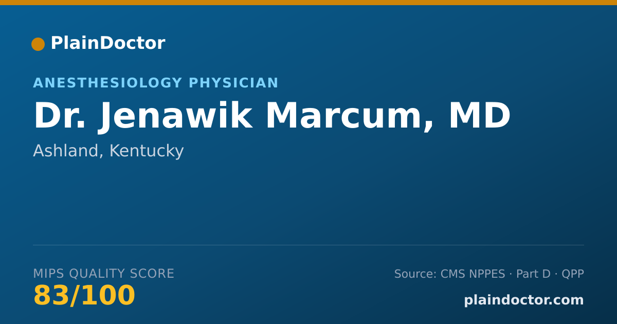 Shareable card for Jenawik Marcum, MD - Anesthesiology Physician, Ashland, KY