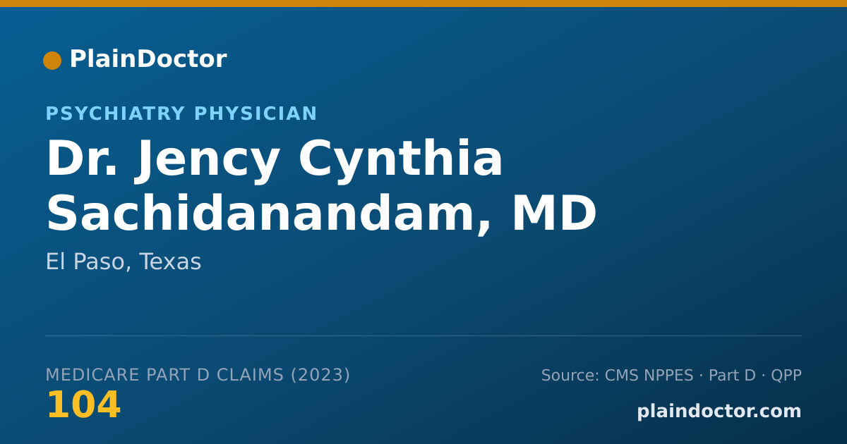 Shareable card for Jency Cynthia Sachidanandam, MD - Psychiatry Physician, El Paso, TX