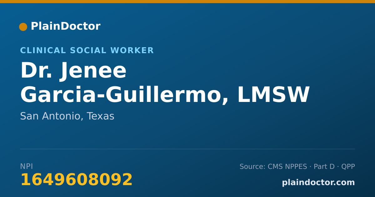 Shareable card for Jenee Garcia-Guillermo, LMSW - Clinical Social Worker, San Antonio, TX