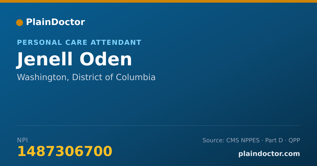Shareable card for Jenell Oden - Personal Care Attendant, Washington, DC