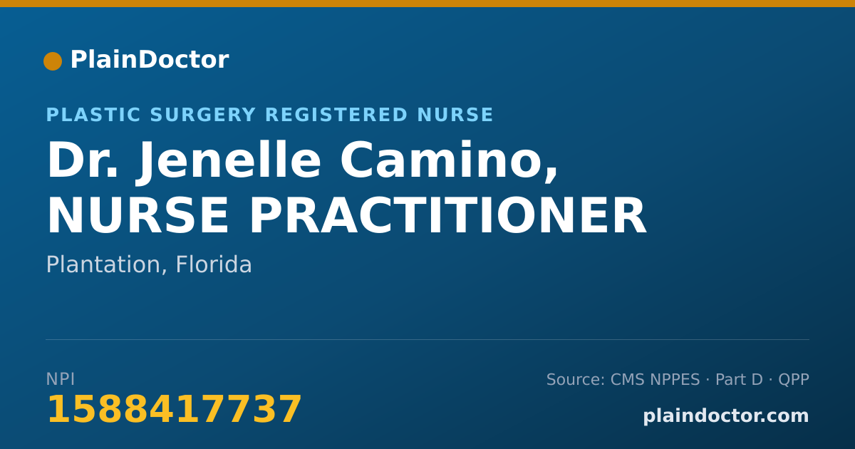 Shareable card for Jenelle Camino, NURSE PRACTITIONER - Plastic Surgery Registered Nurse, Plantation, FL
