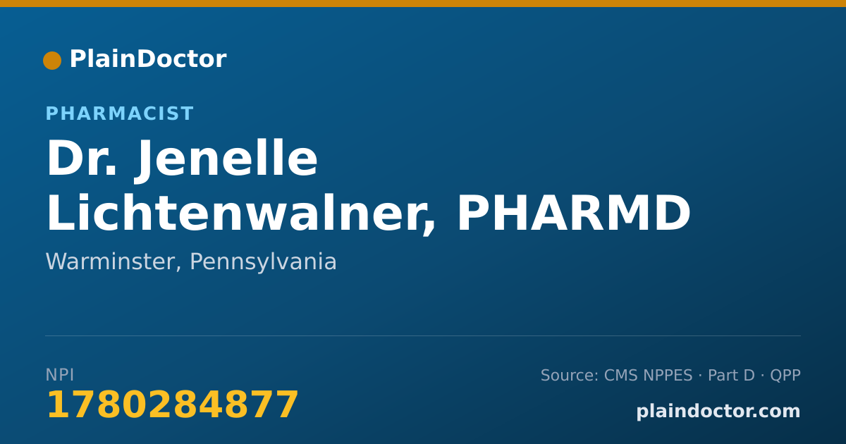 Shareable card for Jenelle Lichtenwalner, PHARMD - Pharmacist, Warminster, PA