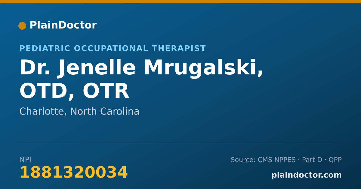 Shareable card for Jenelle Mrugalski, OTD, OTR - Pediatric Occupational Therapist, Charlotte, NC