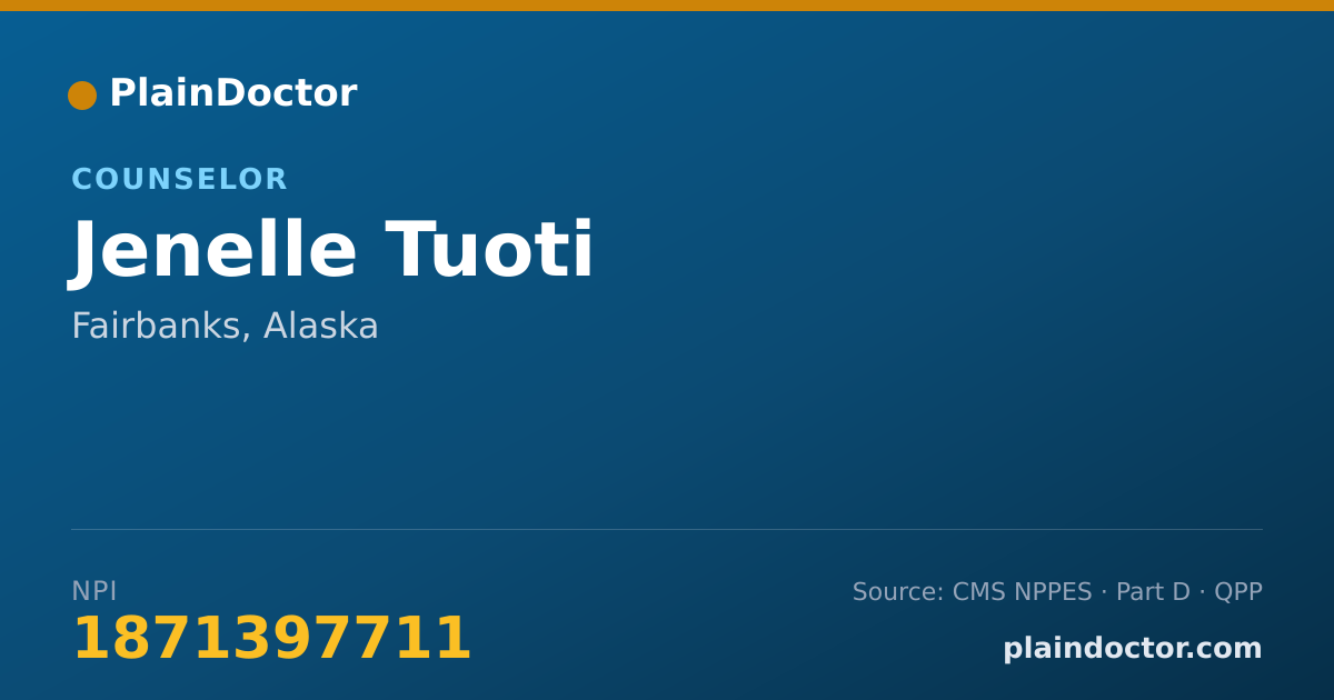 Shareable card for Jenelle Tuoti - Counselor, Fairbanks, AK