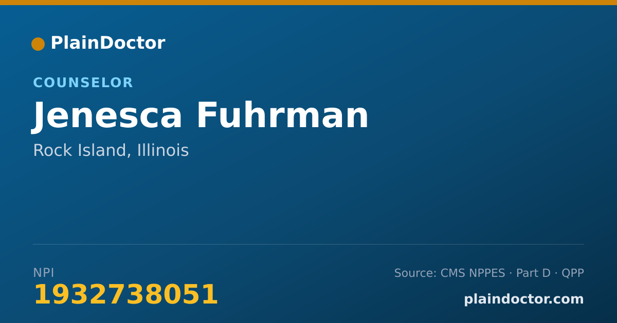 Shareable card for Jenesca Fuhrman - Counselor, Rock Island, IL