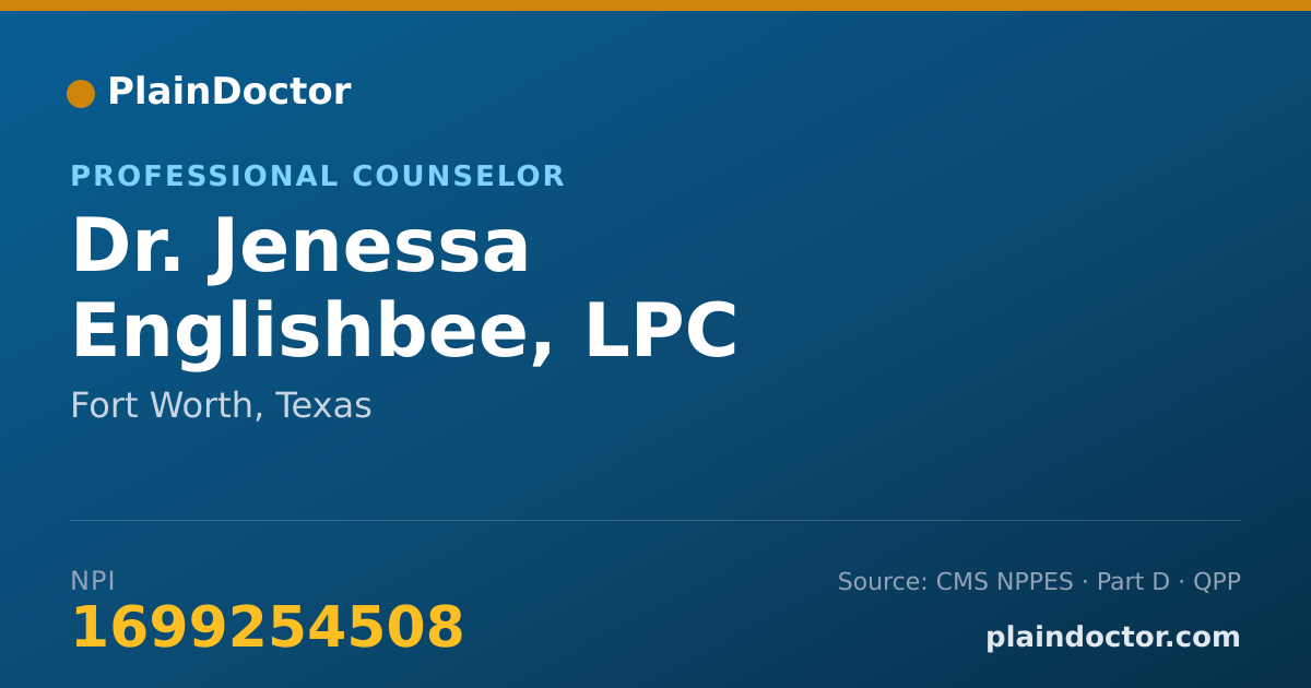 Shareable card for Jenessa Englishbee, LPC - Professional Counselor, Fort Worth, TX
