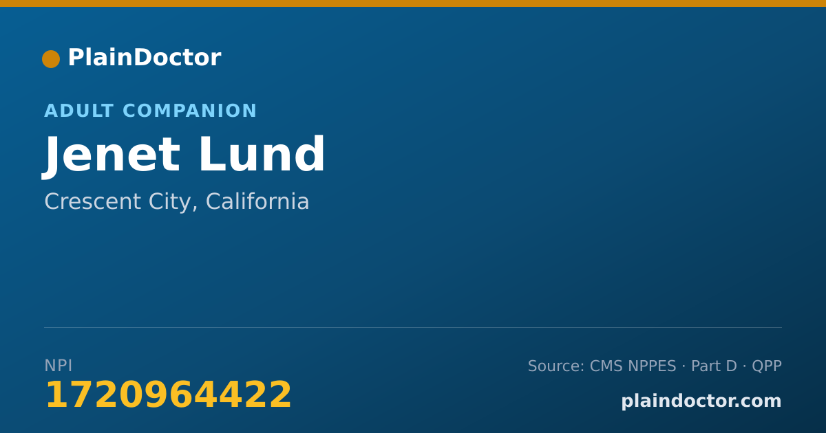 Shareable card for Jenet Lund - Adult Companion, Crescent City, CA