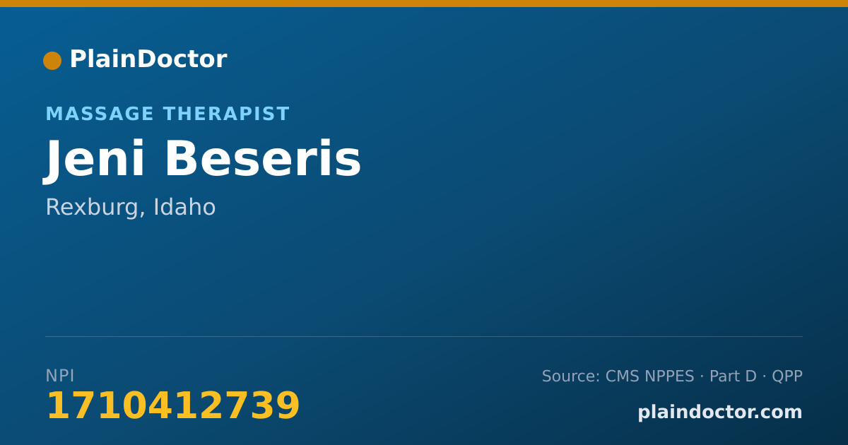 Shareable card for Jeni Beseris - Massage Therapist, Rexburg, ID
