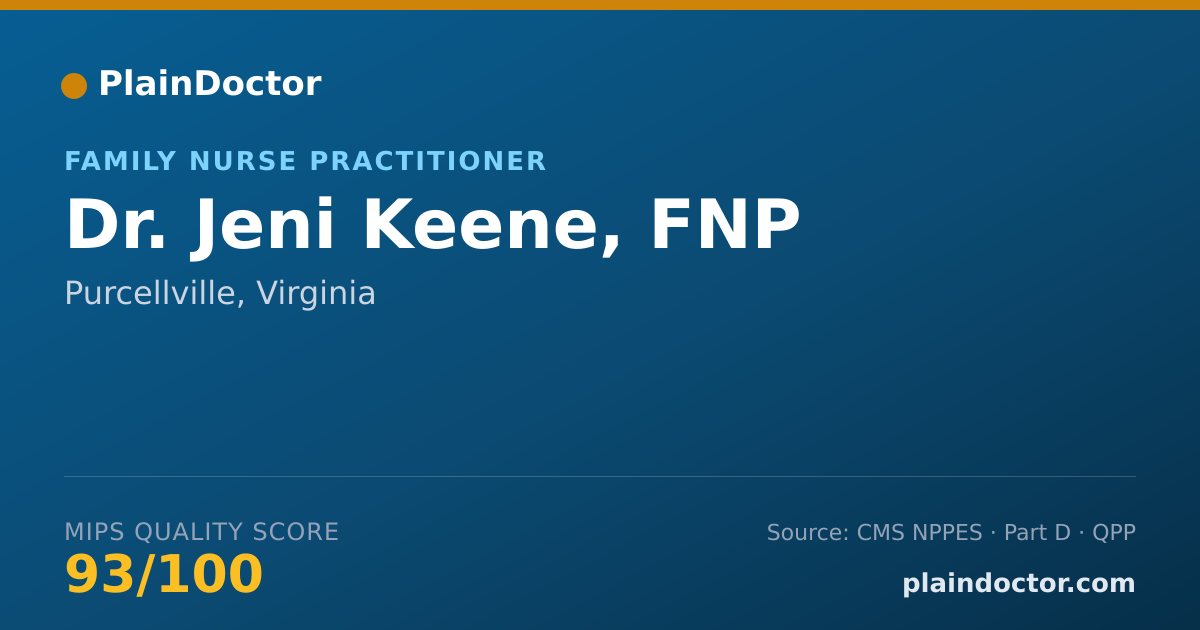 Shareable card for Jeni Keene, FNP - Family Nurse Practitioner, Purcellville, VA