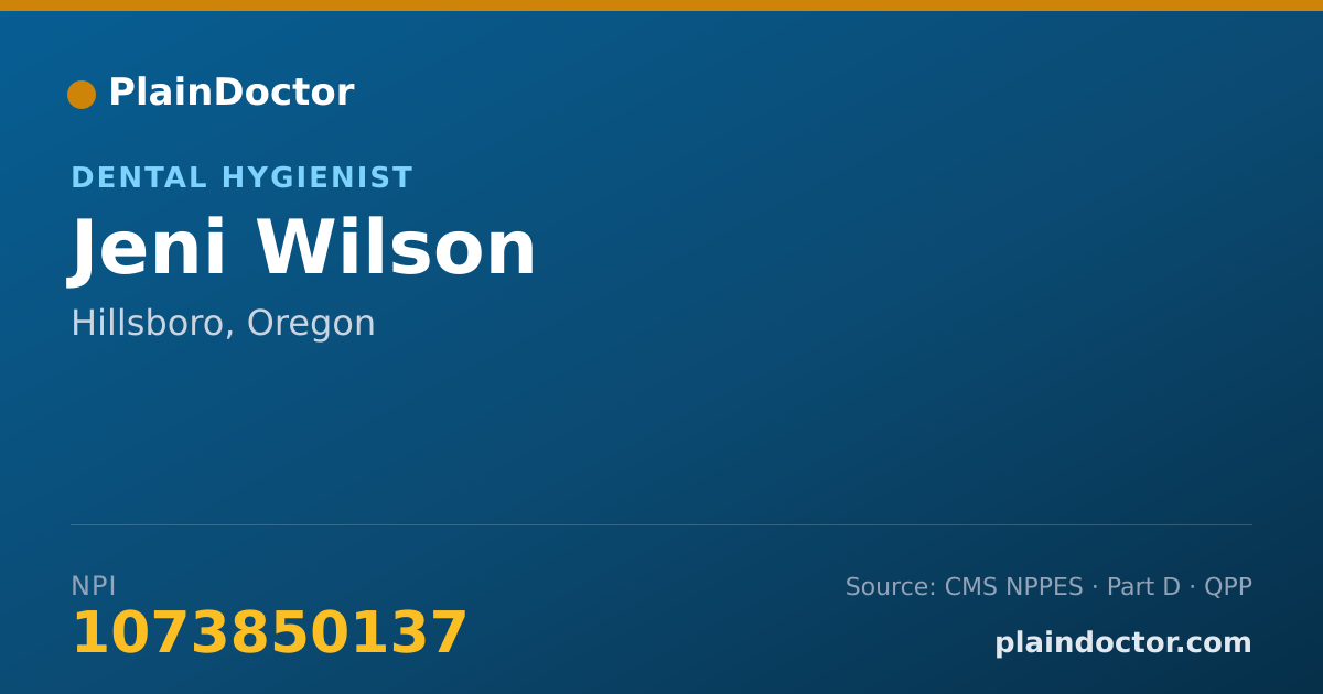 Shareable card for Jeni Wilson - Dental Hygienist, Hillsboro, OR
