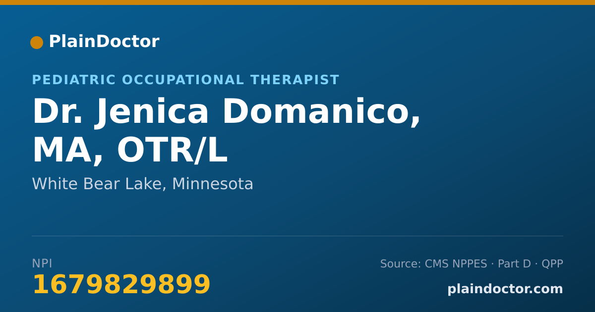 Shareable card for Jenica Domanico, MA, OTR/L - Pediatric Occupational Therapist, White Bear Lake, MN