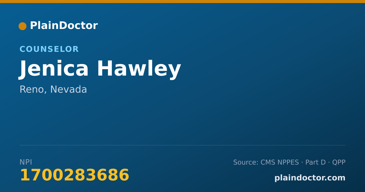 Shareable card for Jenica Hawley - Counselor, Reno, NV