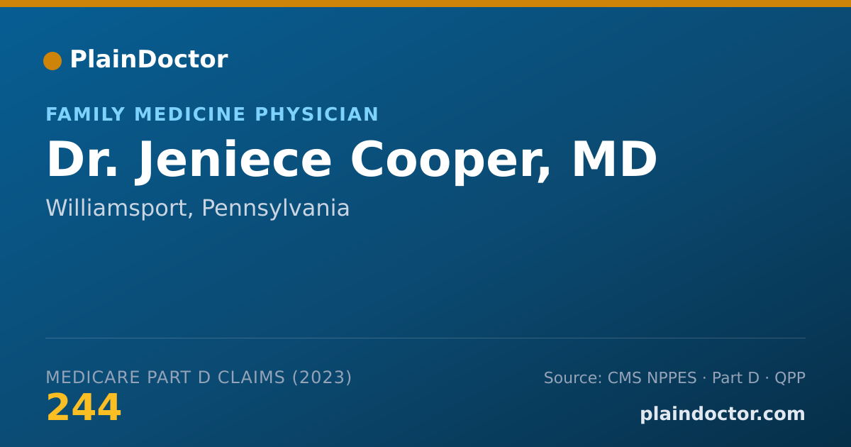 Shareable card for Jeniece Cooper, MD - Family Medicine Physician, Williamsport, PA
